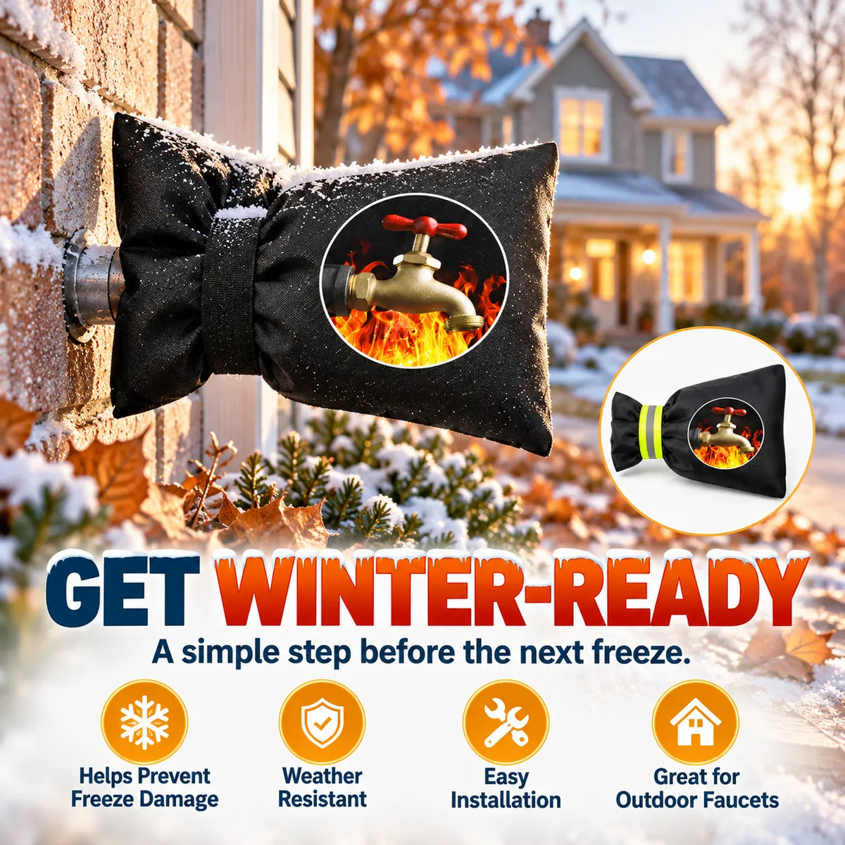 ❄️ Winter Outdoor Faucet Covers – Insulated Freeze Protection 🛡️