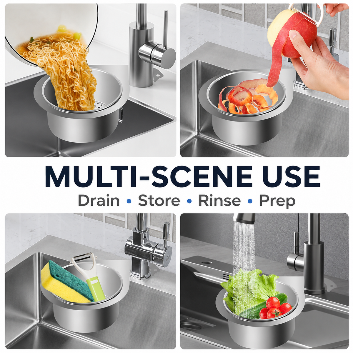🚰 360° Rotating Stainless Steel Sink Strainer Basket