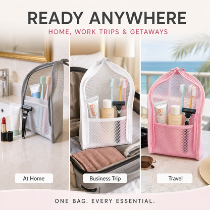 💧 Waterproof Upright Cosmetic Pouch with Crystal-Clear Mesh