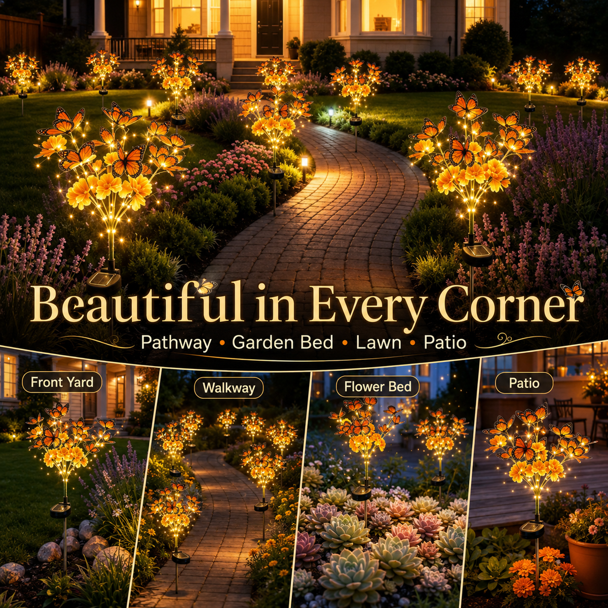 🦋 Enchanted Solar Marigold Butterfly Garden Lights ✨