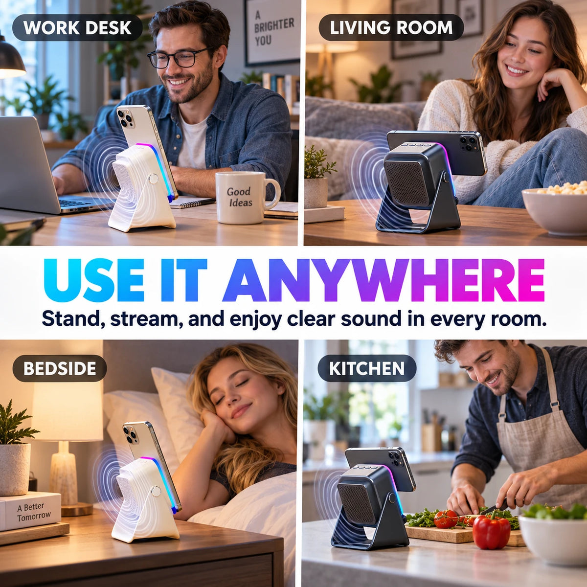 RGB Sound-Sync Ambient Light & Wireless Phone Stand 🎧✨