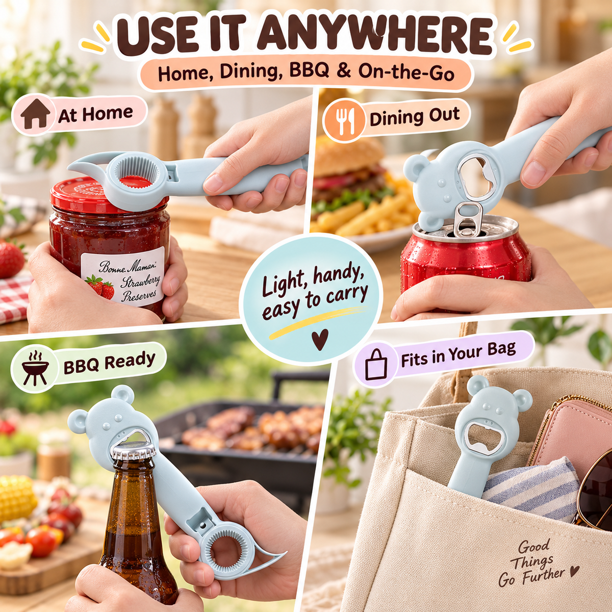 4-in-1 Cute Cartoon Multifunctional Bottle & Jar Opener 🧸