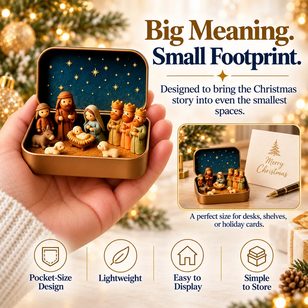 🎄 Mini Christmas Nativity Scene in a Tin – Meaningful Holiday Keepsake Gift