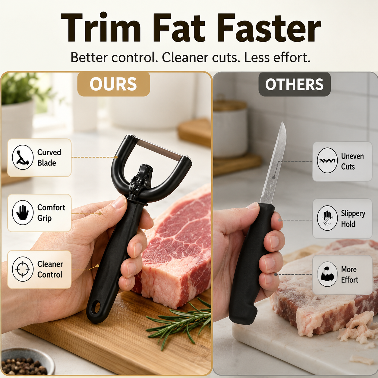 Handheld Meat & Fat Trimming Tool for Brisket and Pork 🥩✨