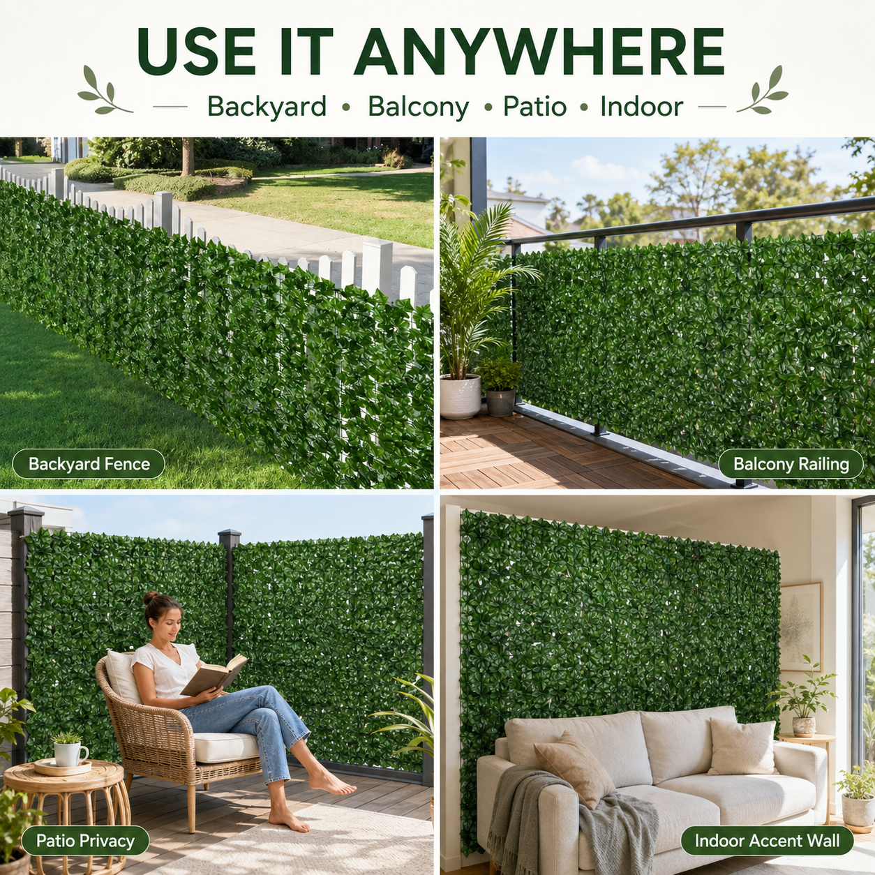🏡 Upgrade Your Outdoor Space: Premium Faux Leaf Privacy Fence & Garden Hedge