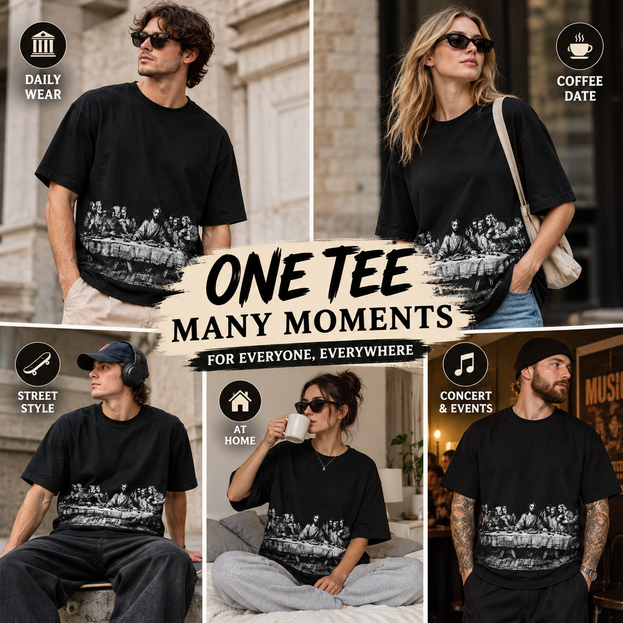 Vintage Last Supper Heavyweight Oversized T-Shirt 🏛️
