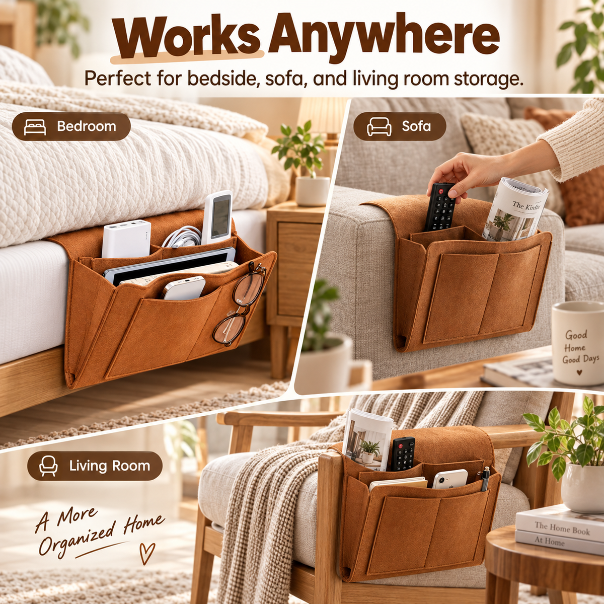 Cozy Felt Nightstand Organizer & Sofa Armrest Storage Bag 🏡