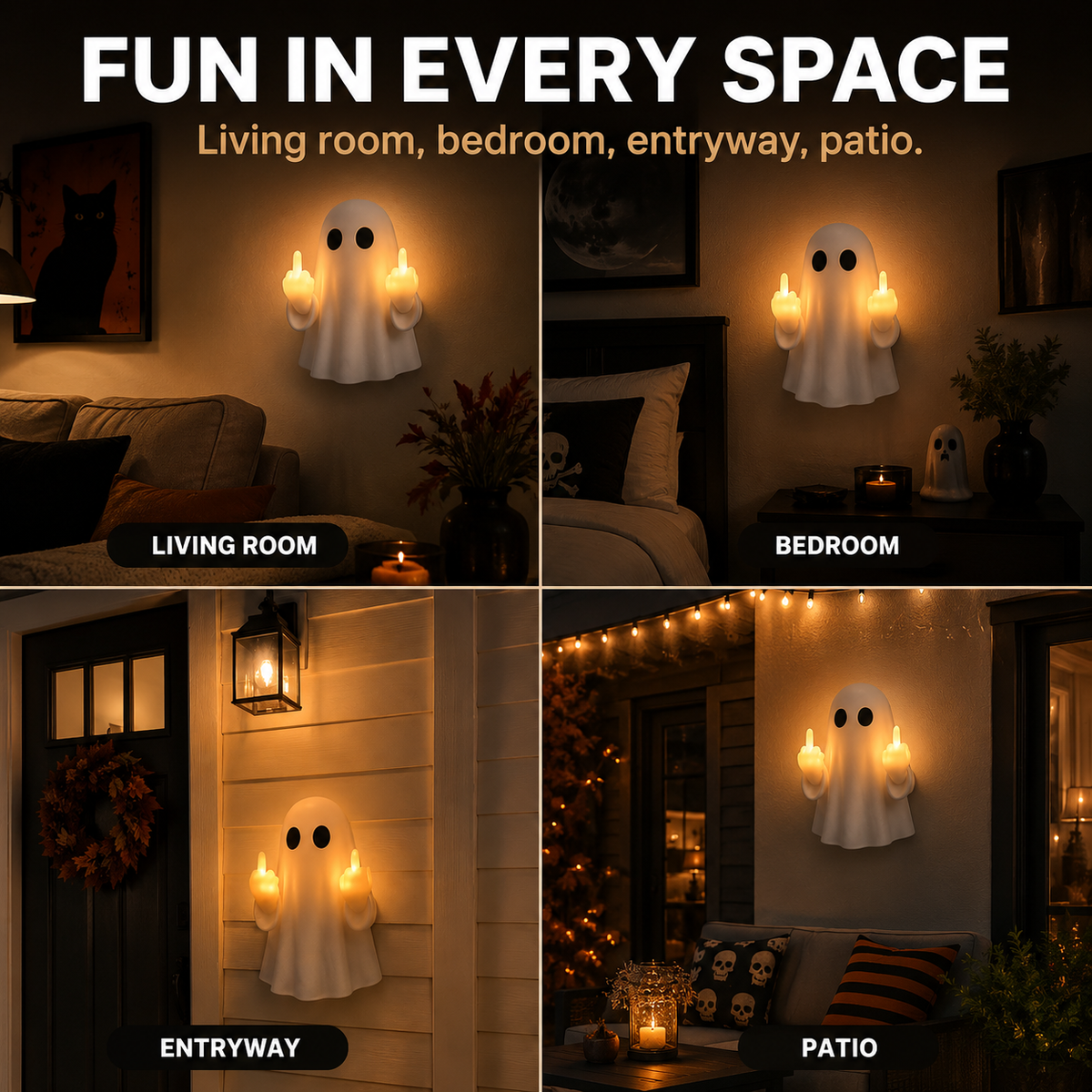 👻 Mood Off, Light On! Middle Finger Ghost Ambient Wall Light 💡