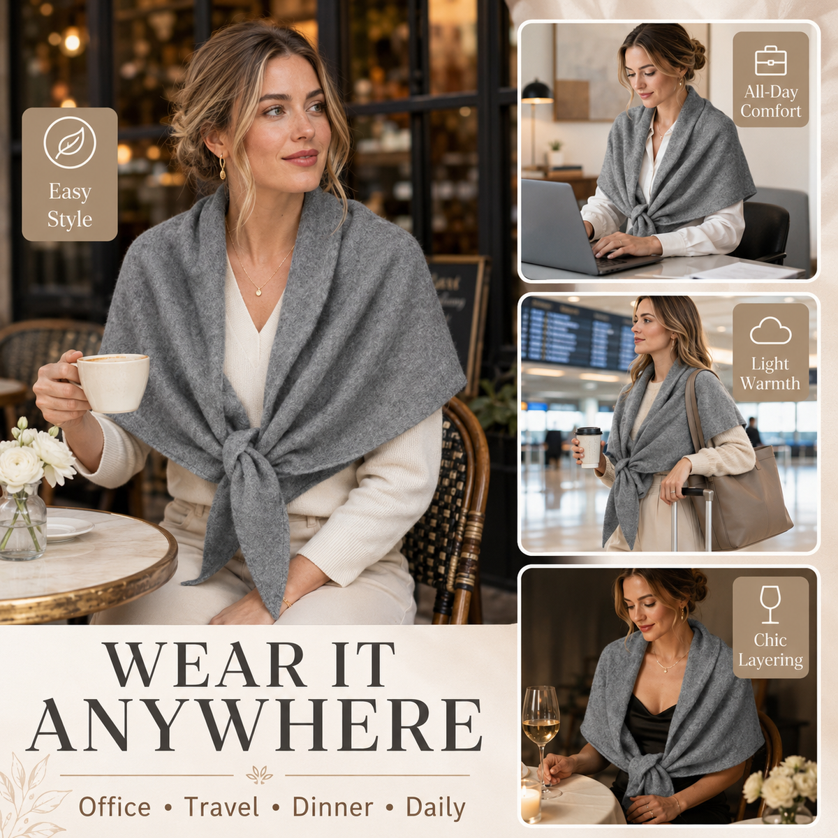 ❄️ Chic Solid Color Triangular Cape Scarf – Versatile Winter Essential