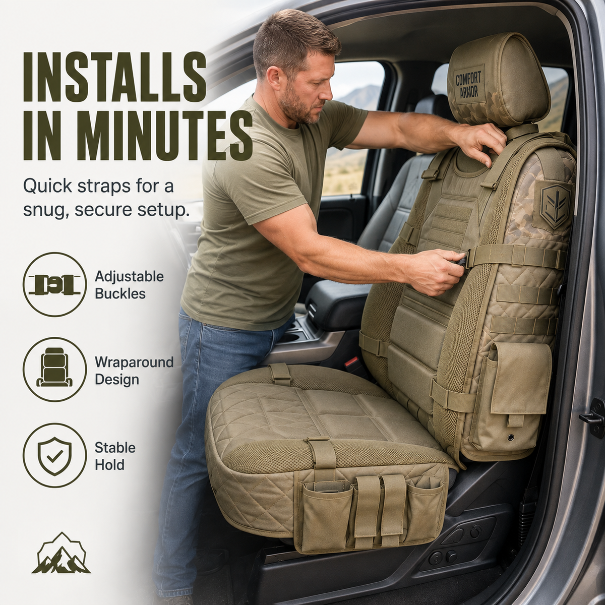 Heavy-Duty Tactical MOLLE Vehicle Seat Organizer – Rugged Multi-Pocket