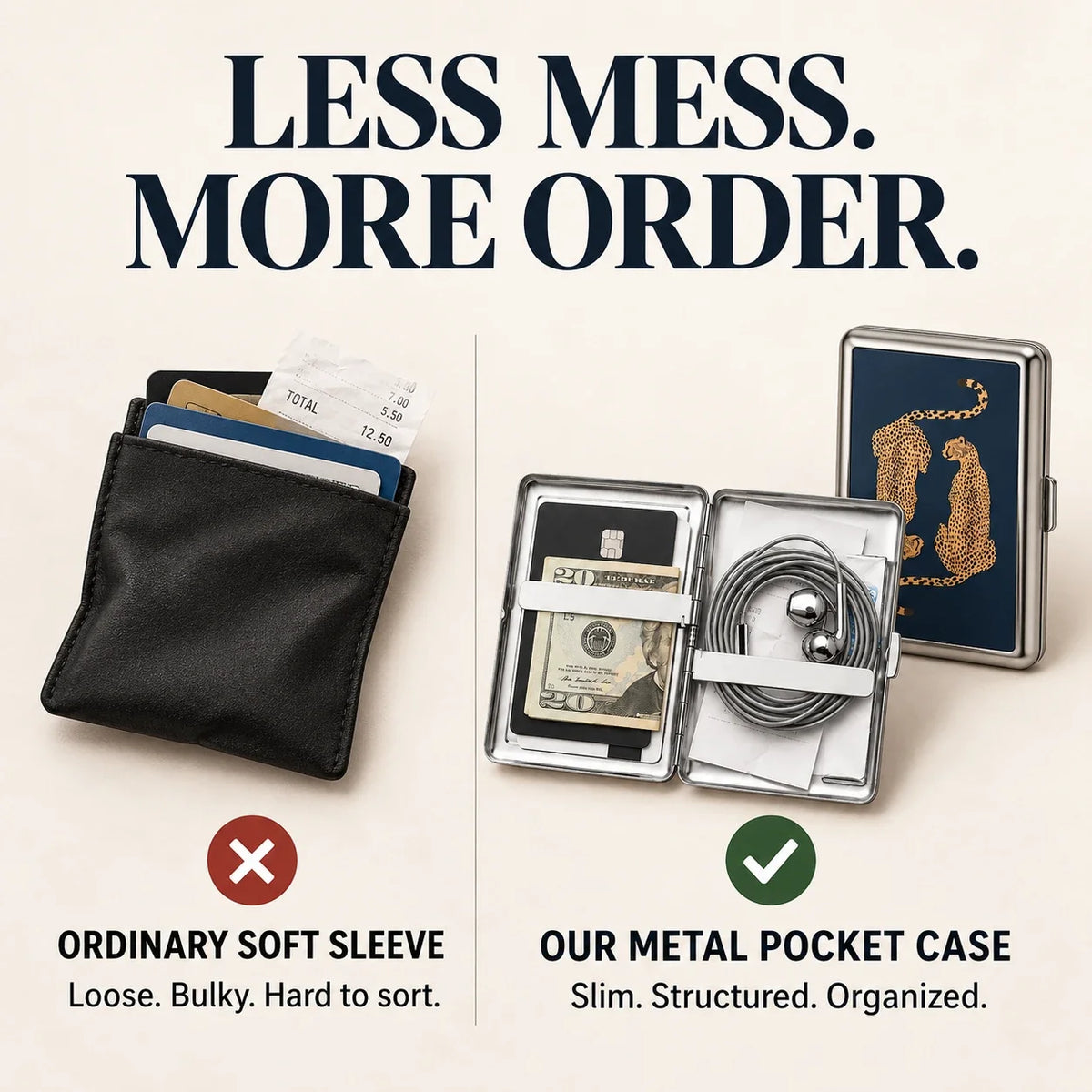 Vintage Metal Pocket Card & Essentials Organizer Case