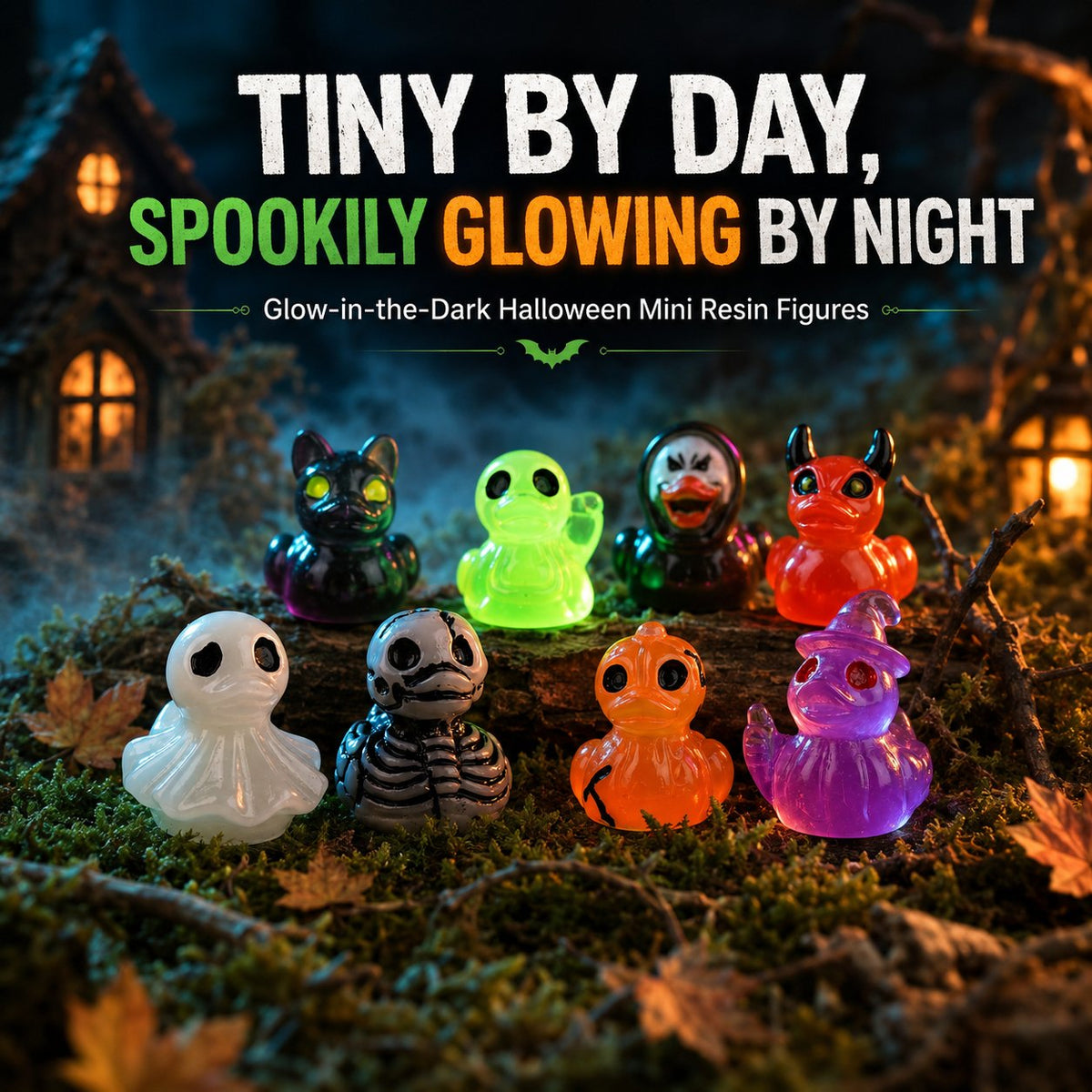 🎃 Spooky & Cute: Glow-in-the-Dark Halloween Mini Resin Ducks 👻