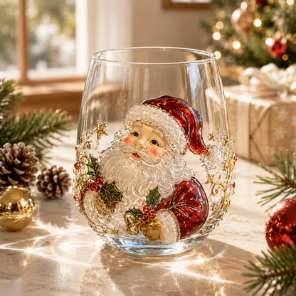 🎄 Luxury Christmas Glass Art Cup – Festive Holiday Drinkware & Premium Gift for Christmas 🎁✨