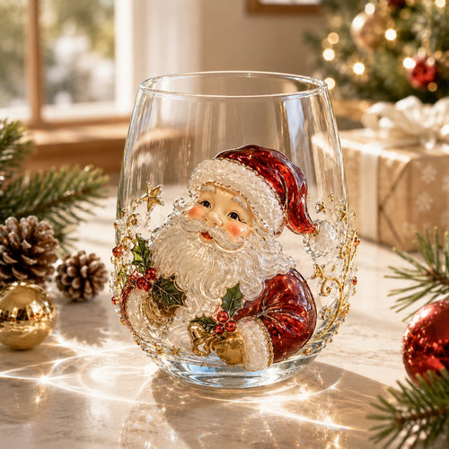 🎄 Luxury Christmas Glass Art Cup – Festive Holiday Drinkware & Premium Gift for Christmas 🎁✨
