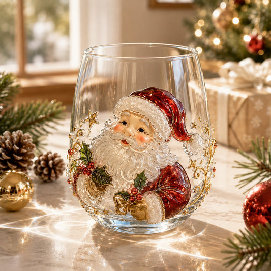 🎄 Luxury Christmas Glass Art Cup – Festive Holiday Drinkware & Premium Gift for Christmas 🎁✨