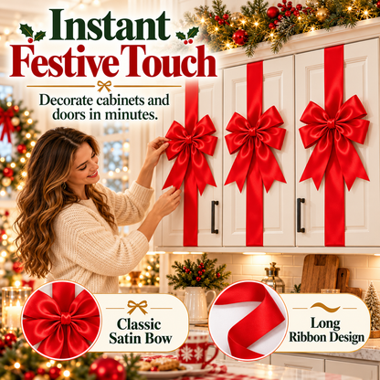 🎀 Christmas Bow & Ribbon Decor Set – Festive Door & Home Decorations