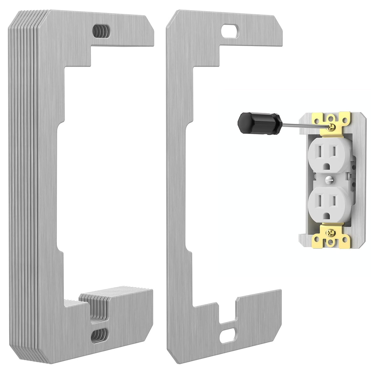Wall Plate Spacer 10-Pack | Metal Outlet Leveling Plates