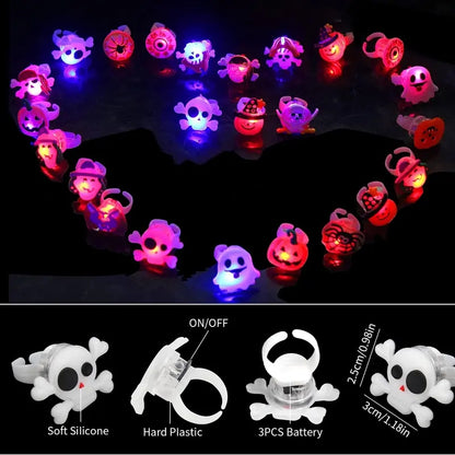 🎃 50PCS Light-Up Halloween Rings for Kids