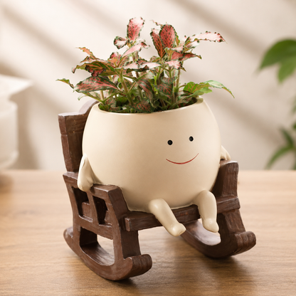 Handmade Smiling Face Planter 🪵🌱