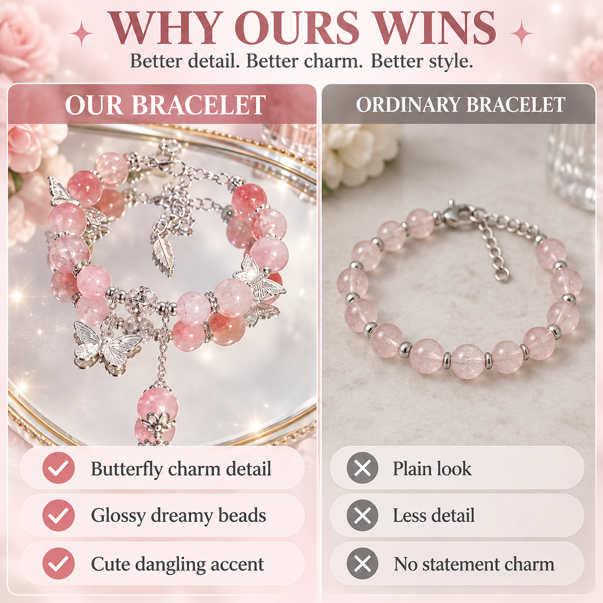 🦋 Sweet Forest Fairy Butterfly Stackable Bracelet Set (9 Pcs)