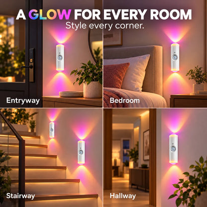 ✨ 7-Color RGB Motion Sensor Wall Lights – Magnetic, No-Drill Ambient Lighting