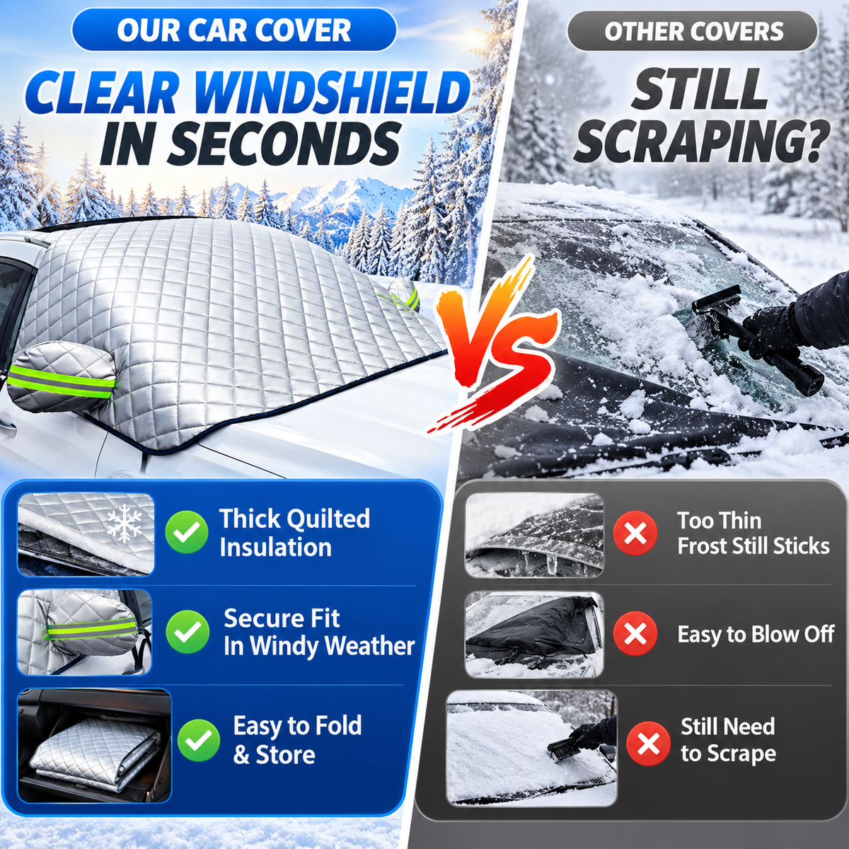 ❄️ All-Weather Half Car Cover & Frost Protector
