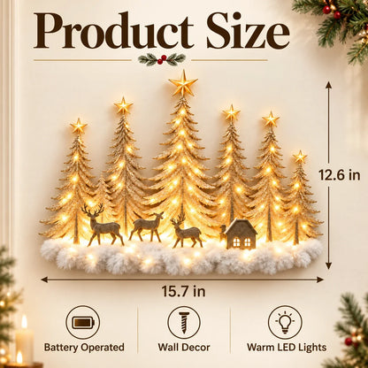✨ Lighted Woodland Christmas Wall Decor – Warm LED Glow