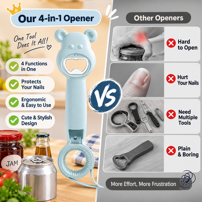 4-in-1 Cute Cartoon Multifunctional Bottle & Jar Opener 🧸