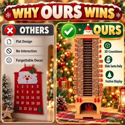 🎄 Wooden Santa Chimney Countdown Calendar & Gift