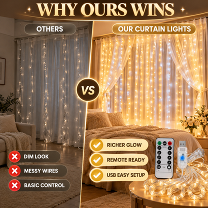 Cascading Starry Window Curtain Lights for Bedroom & Party