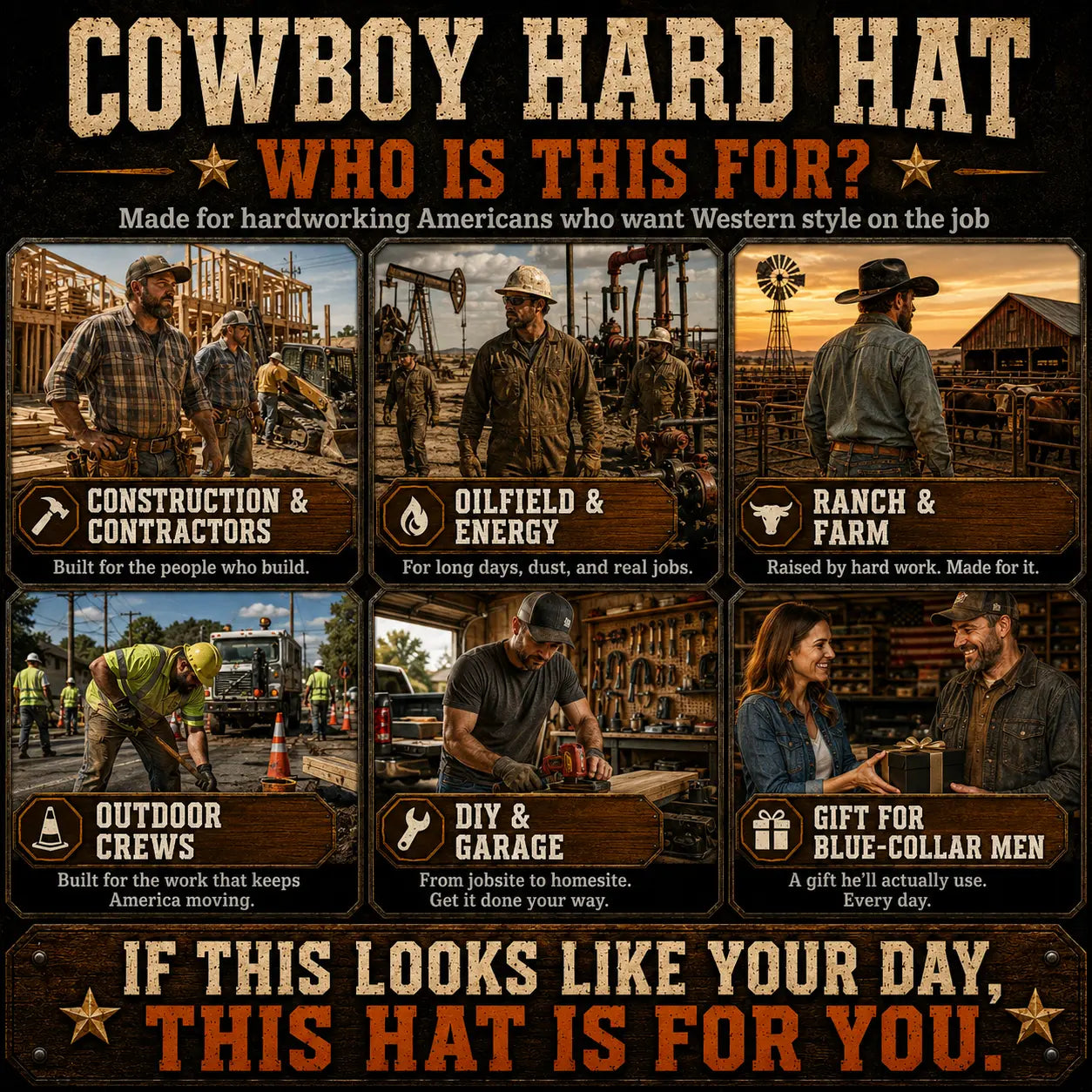 🤠 Western Cowboy Hard Hat Wide Brim Helmet with Chin Strap 🛡️