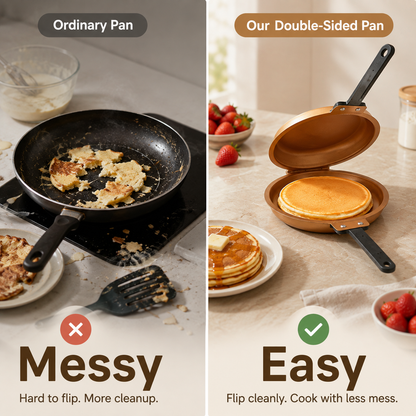 🍳 Master Breakfasts in Minutes: Non-Stick Double-Sided Flip Pan