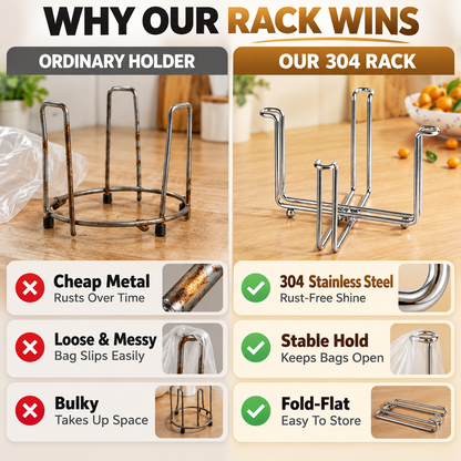 ✨ The Ultimate Foldable 304 Stainless Steel Trash Bag Holder