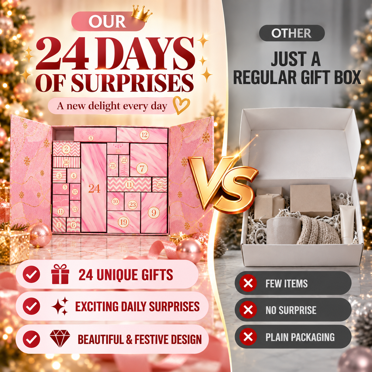 🎄 24-Day Luxury Christmas Advent Calendar Gift Box