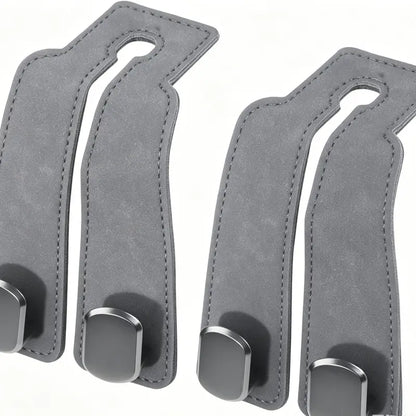 2PCS Premium Car Headrest Hooks – Leather Bag & Purse Organizer