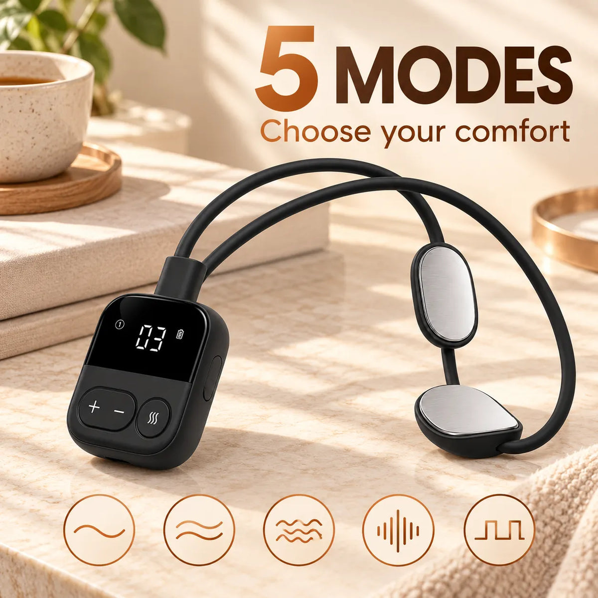 ✨ Pendant Neck Massager with Heat — 5 Modes, 16 Intensity Levels