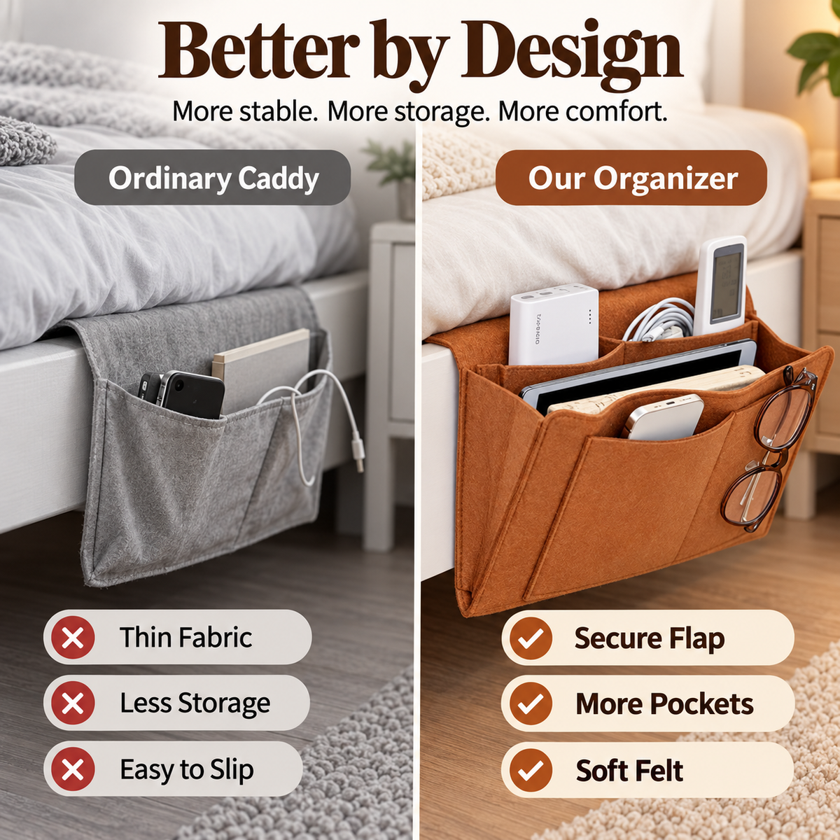 Cozy Felt Nightstand Organizer & Sofa Armrest Storage Bag 🏡