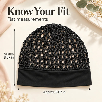 🌙 Sleep Cap 3-Pack — Open-Weave, Wide Band Bedtime Hair Wrap