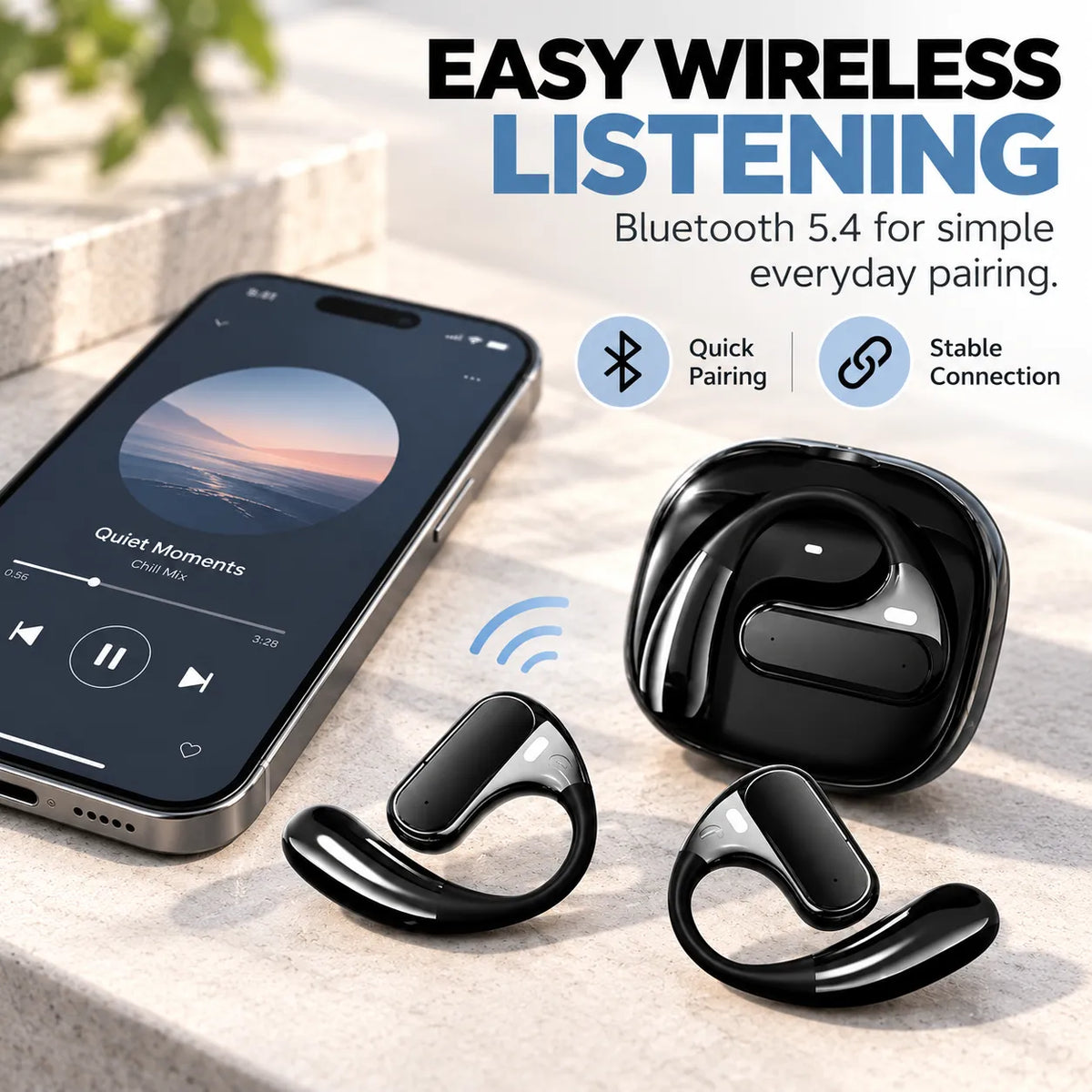 🎧 AC320 Open-Ear Wireless Earbuds – Bluetooth 5.4 Sports Headphones | Comfortable & Secure Fit ✨