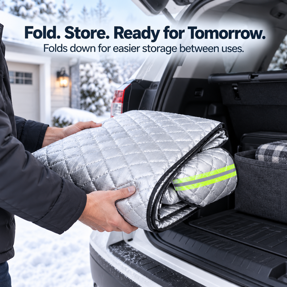 ❄️ All-Weather Quilted Windshield Snow and Ice Protector with Mirror