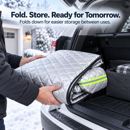 ❄️ All-Weather Quilted Windshield Snow and Ice Protector with Mirror
