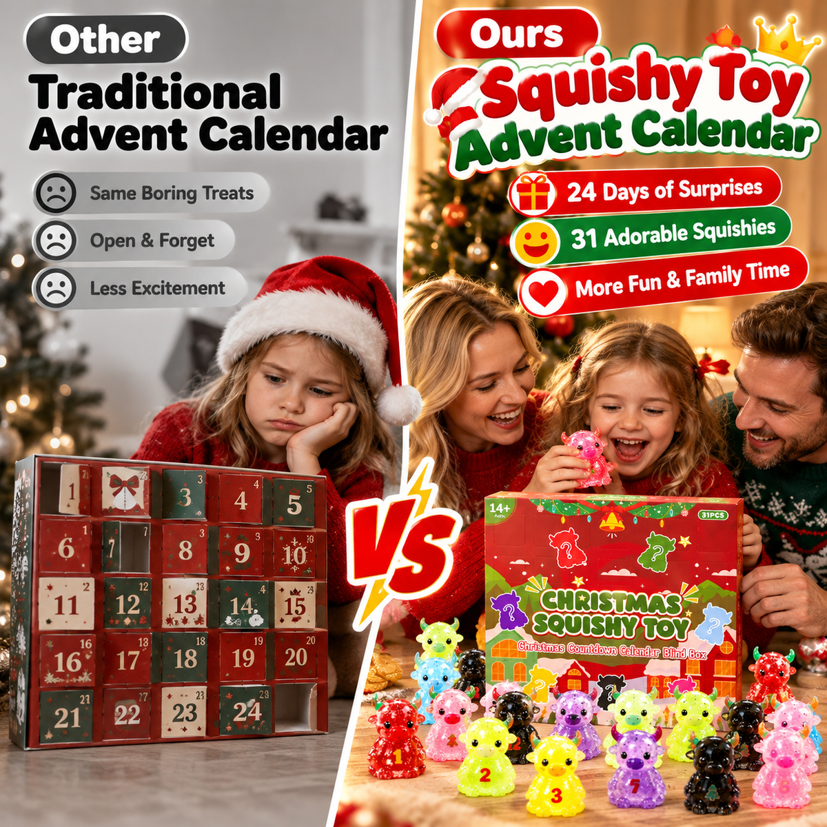 🎄 24-Day Christmas Advent Calendar Squishy Toys Box