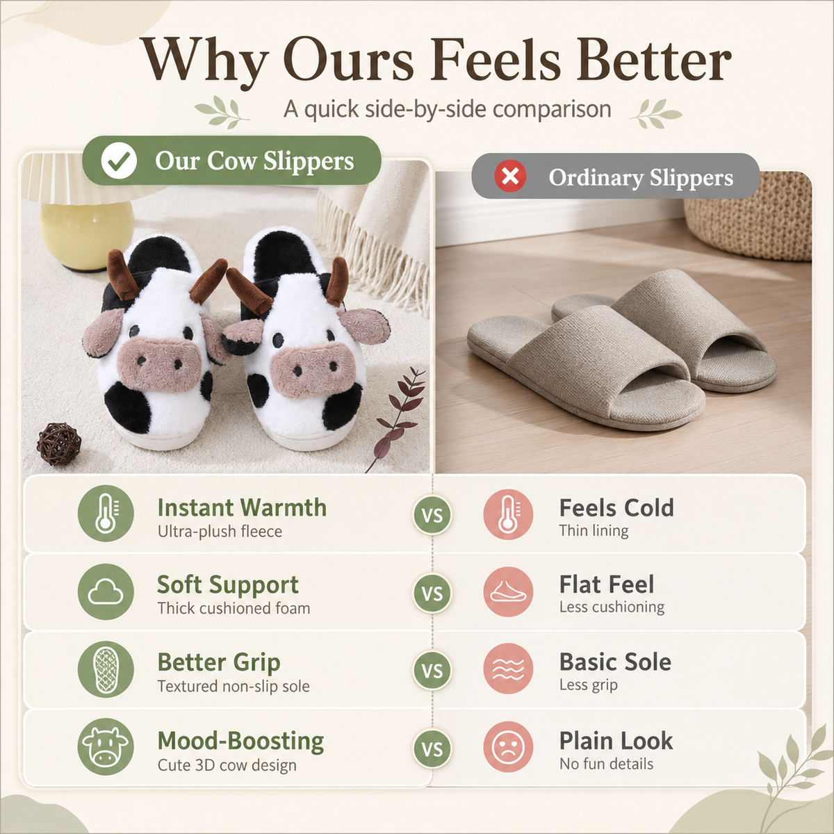 🐮 Cute Fluffy Cow Slippers | Your Daily Dose of Cozy & Smiles! ✨