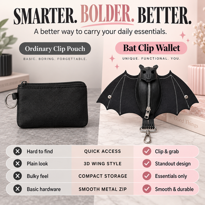 Gothic Bat Leather Coin Purse & Keychain Pouch 🦇🖤