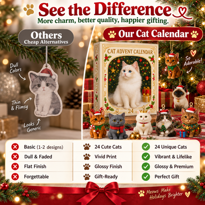 🎄 24 Days Christmas Cat Advent Calendar & Hanging Ornaments 🐾