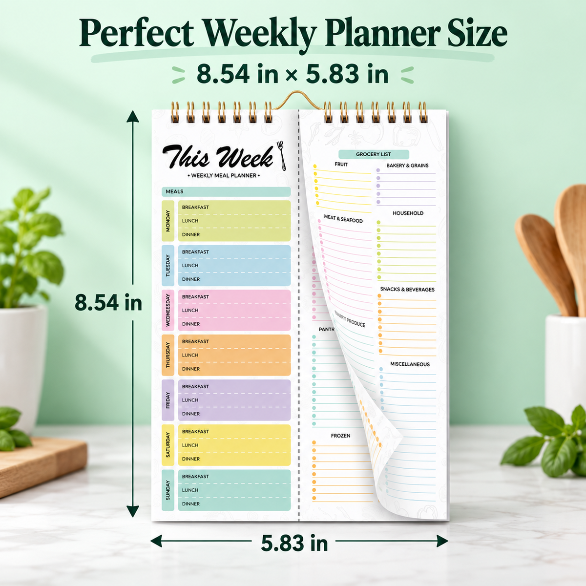 Weekly Meal Planner & Tear-Off Shopping List Notepad 🗓️