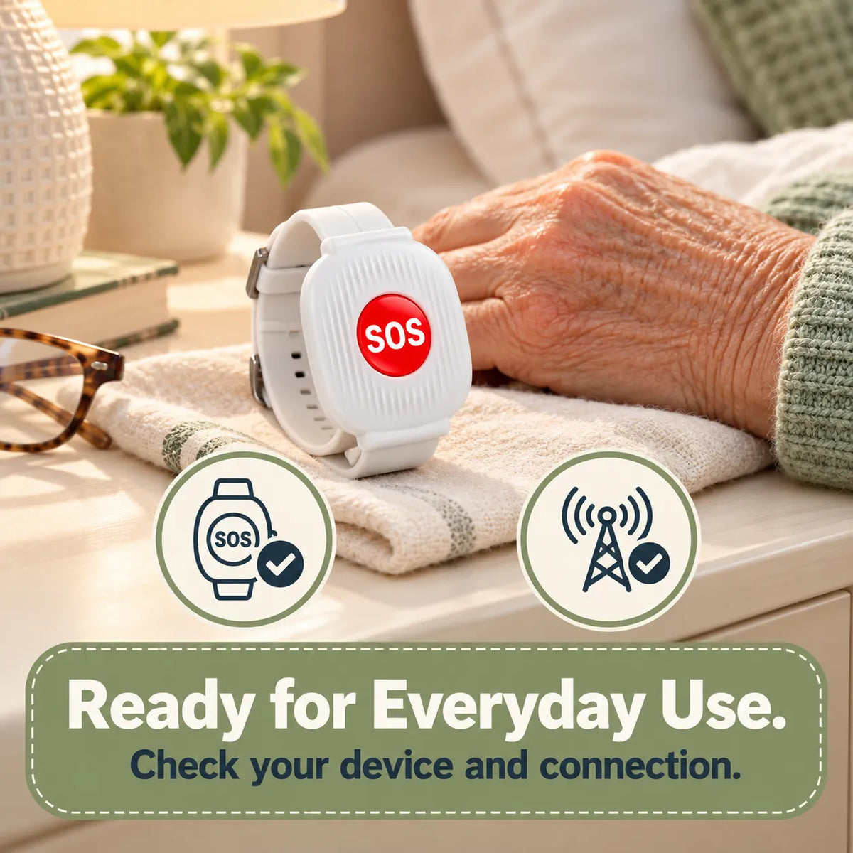 ⌚ Wi-Fi SOS Alert Bracelet for Seniors – Wearable Help Button with Family App Alerts 🤍