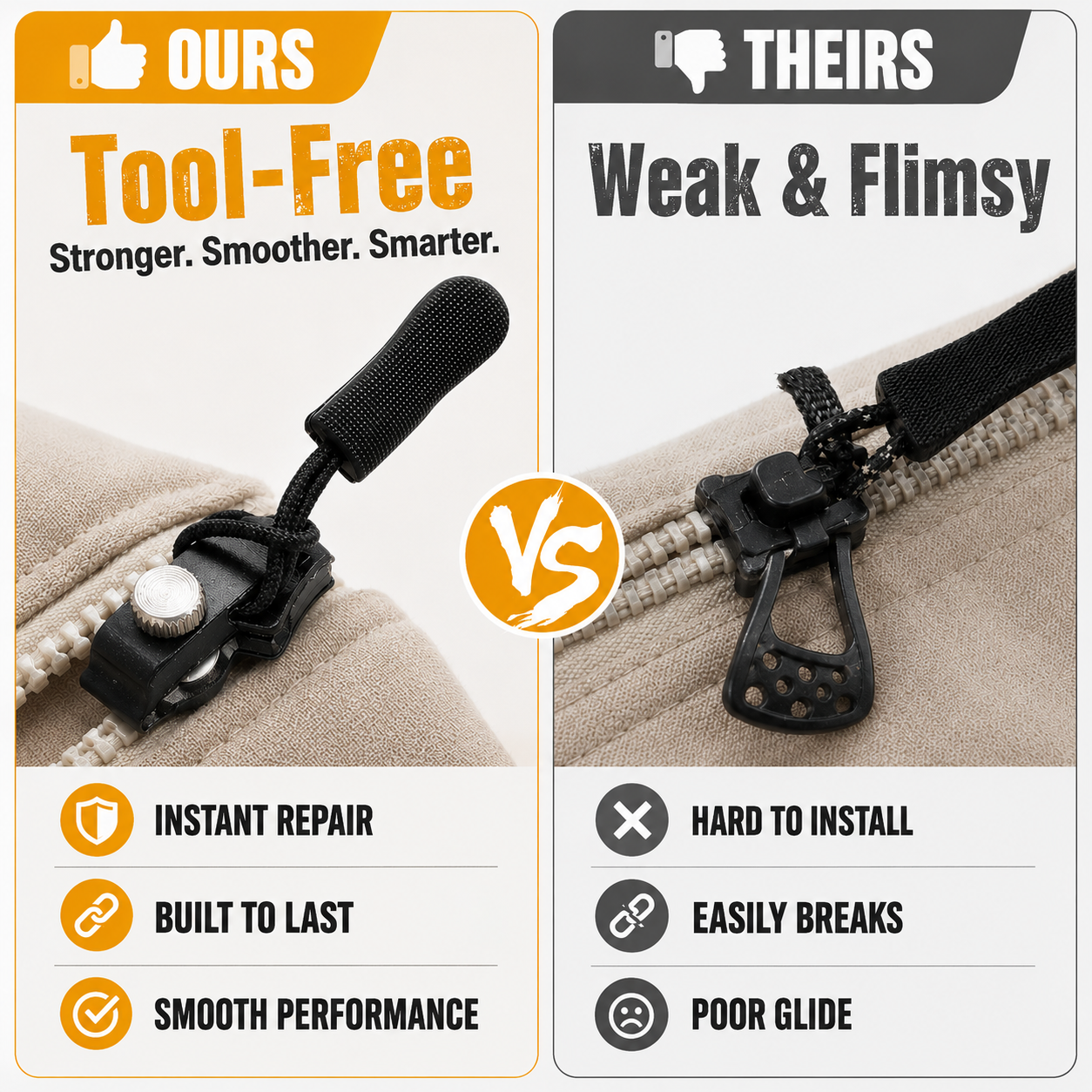 Universal Detachable Zipper Repair Kit – Fix Broken Zippers in Seconds! 🛠️