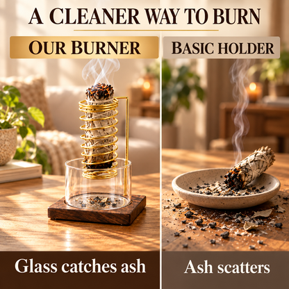 🌿 Wooden Glass Wormwood & Incense Burner