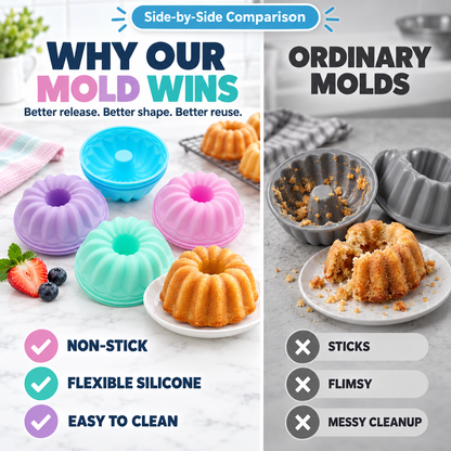 Multi-Shape Non-Stick Silicone Baking Cups & Muffin Molds Set (Reusables) 🧁